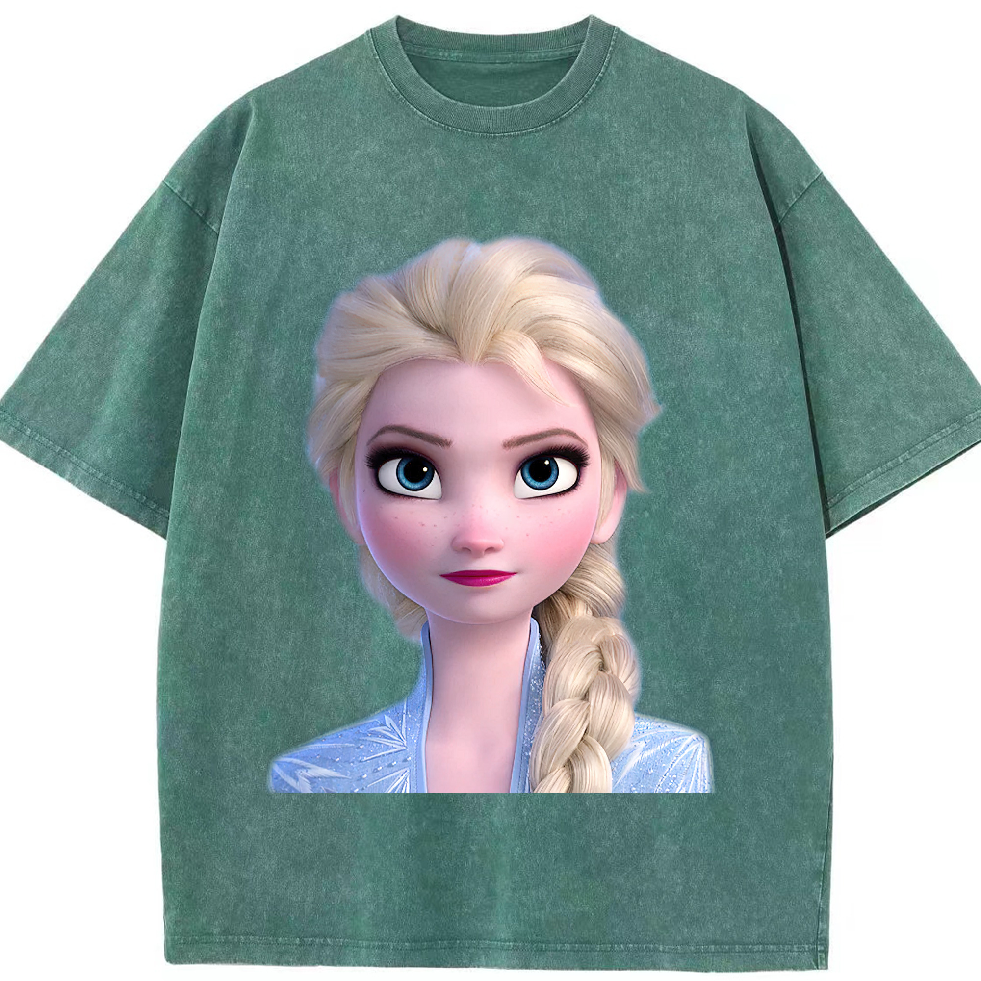 （画像用） アナと雪の女王 アンナ エルサ Frozen Anna Elsa 綿100% ヴィンテージ風 半袖Tシャツ（フロントプリント）
